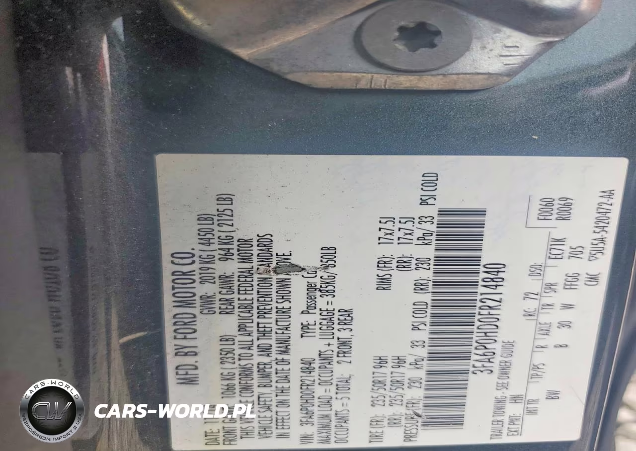 2015 Ford Fusion Se VIN:3FA6P0HD0FR214840 - 12