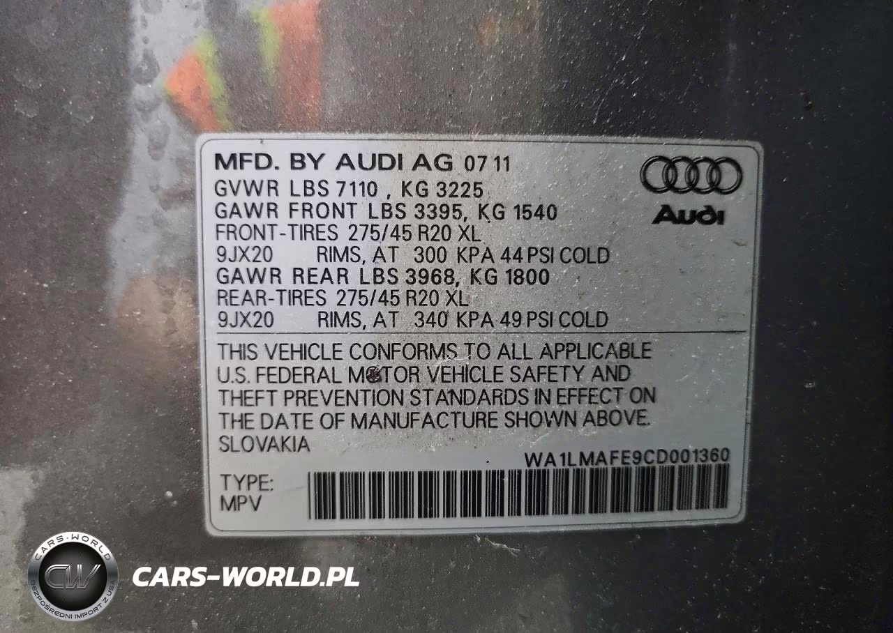 2012 Audi Q7 Premium Plus VIN:WA1LMAFE9CD001360 - 13