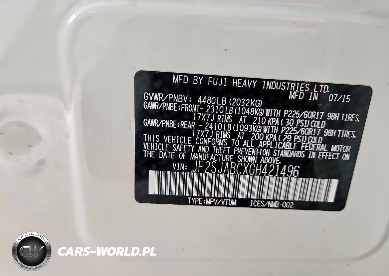 2016 Subaru Forester 2.5I VIN:JF2SJABCXGH421496 - 14