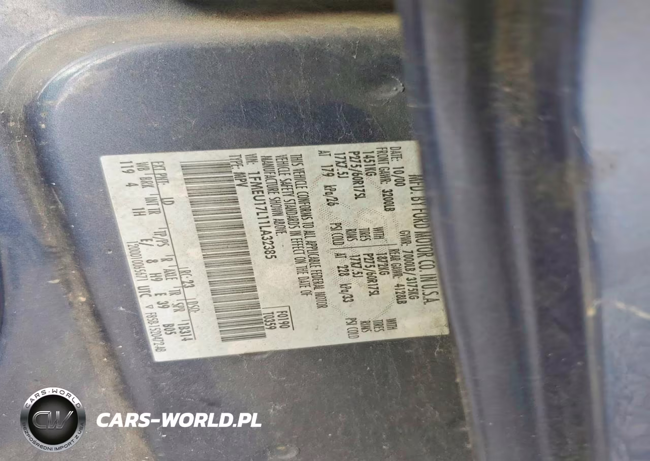 2001 Ford Expedition Eddie Bauer VIN:1FMEU17L11LA32385 - 13