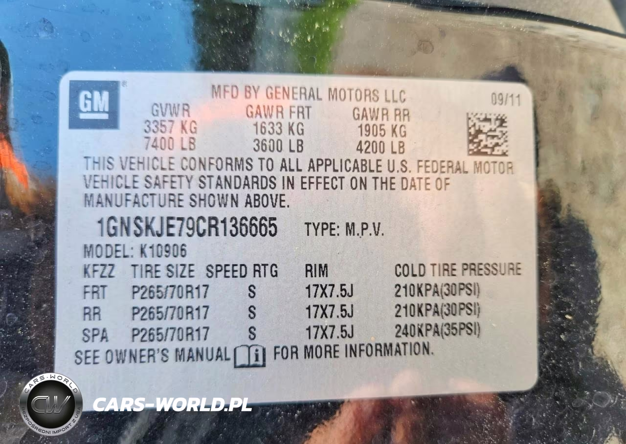 2012 Chevrolet Suburban K1500 Lt VIN:1GNSKJE79CR136665 - 13