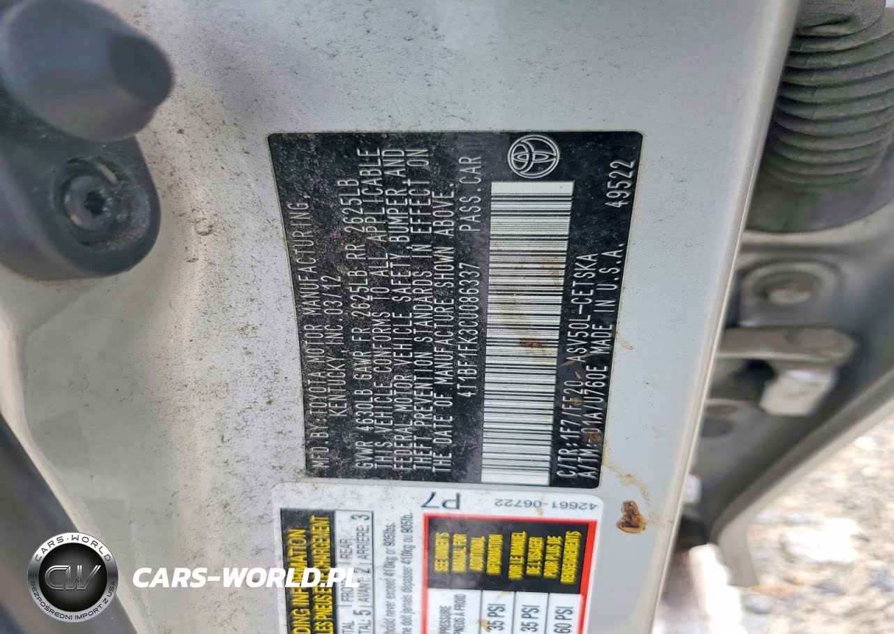 2012 Toyota Camry Se VIN:4T1BF1FK3CU086337 - 12