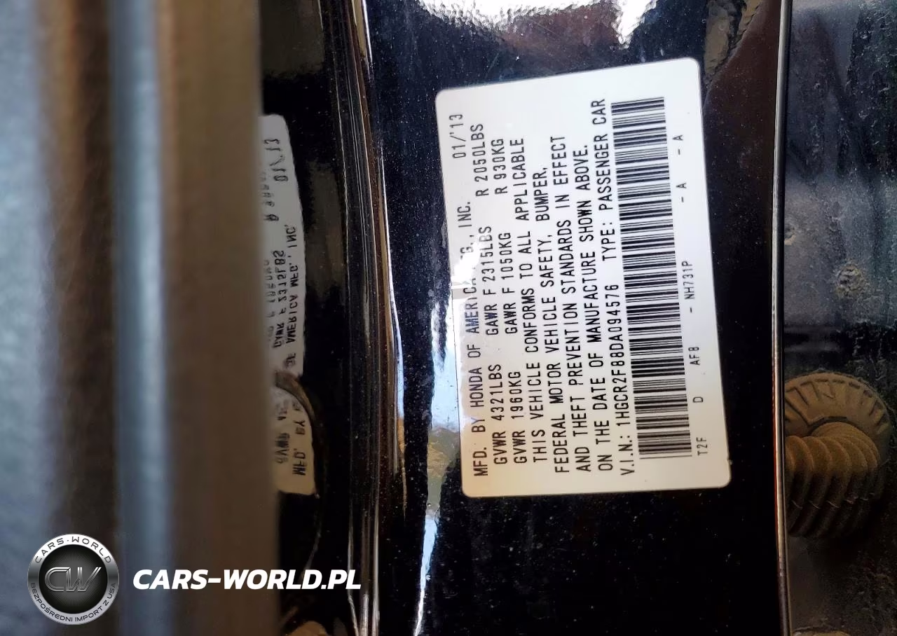 2013 Honda Accord Exl VIN:1HGCR2F88DA094576 - 13