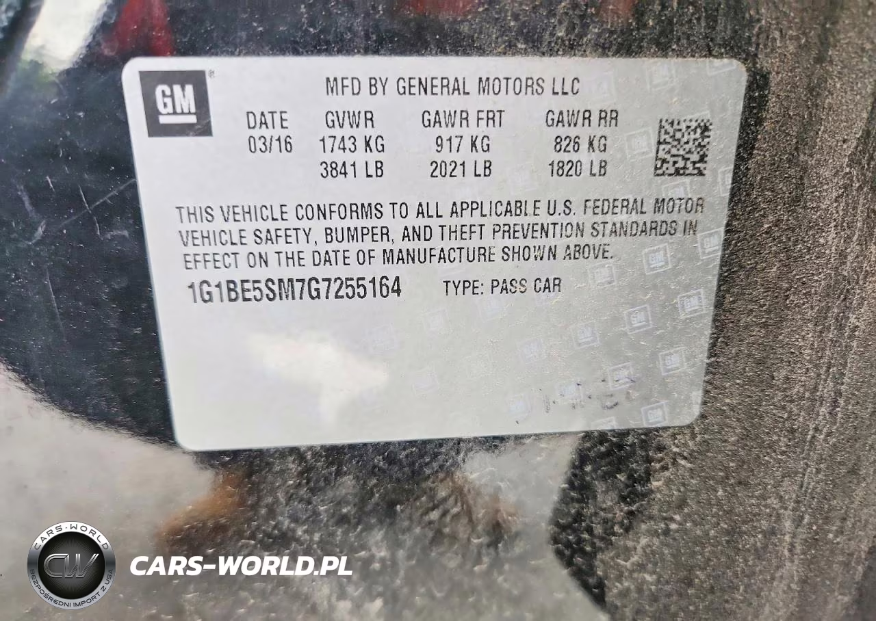 2016 Chevrolet Cruze Lt VIN:1G1BE5SM7G7255164 - 12