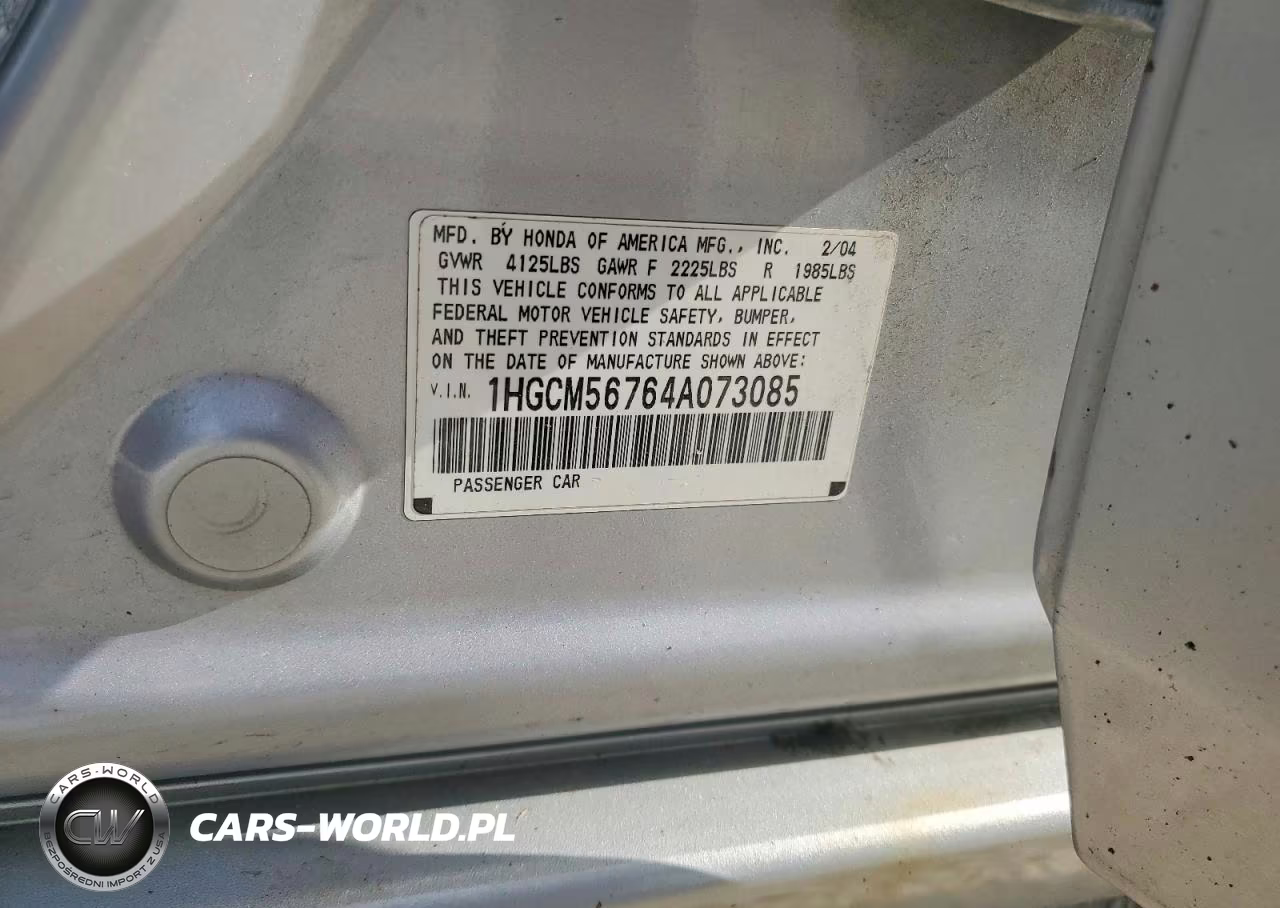 2004 Honda Accord Ex VIN:1HGCM56764A073085 - 12