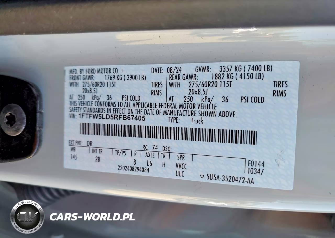 2024 Ford F150 Lariat VIN:1FTFW5LD5RFB67405 - 12
