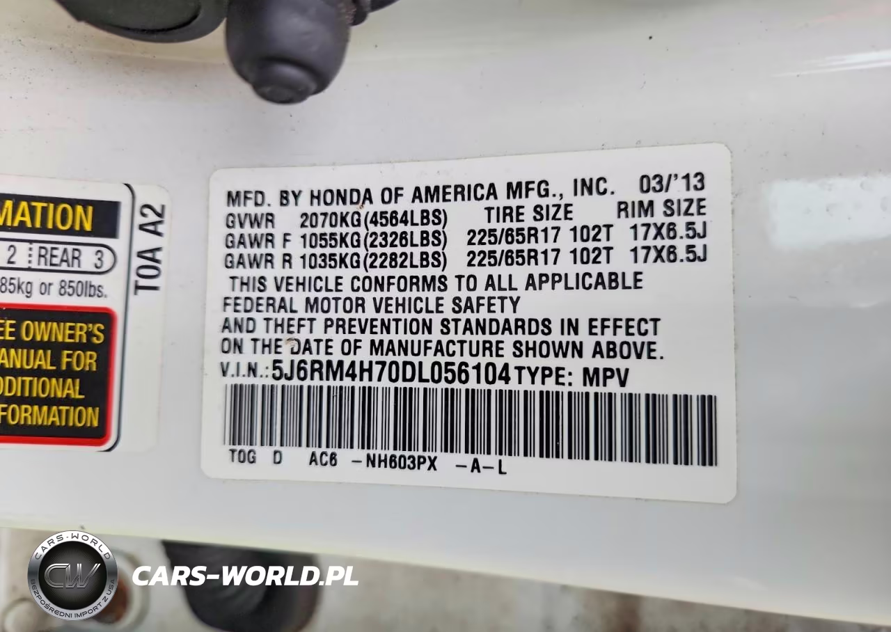 2013 Honda Crv VIN:5J6RM4H70DL056104 - 13