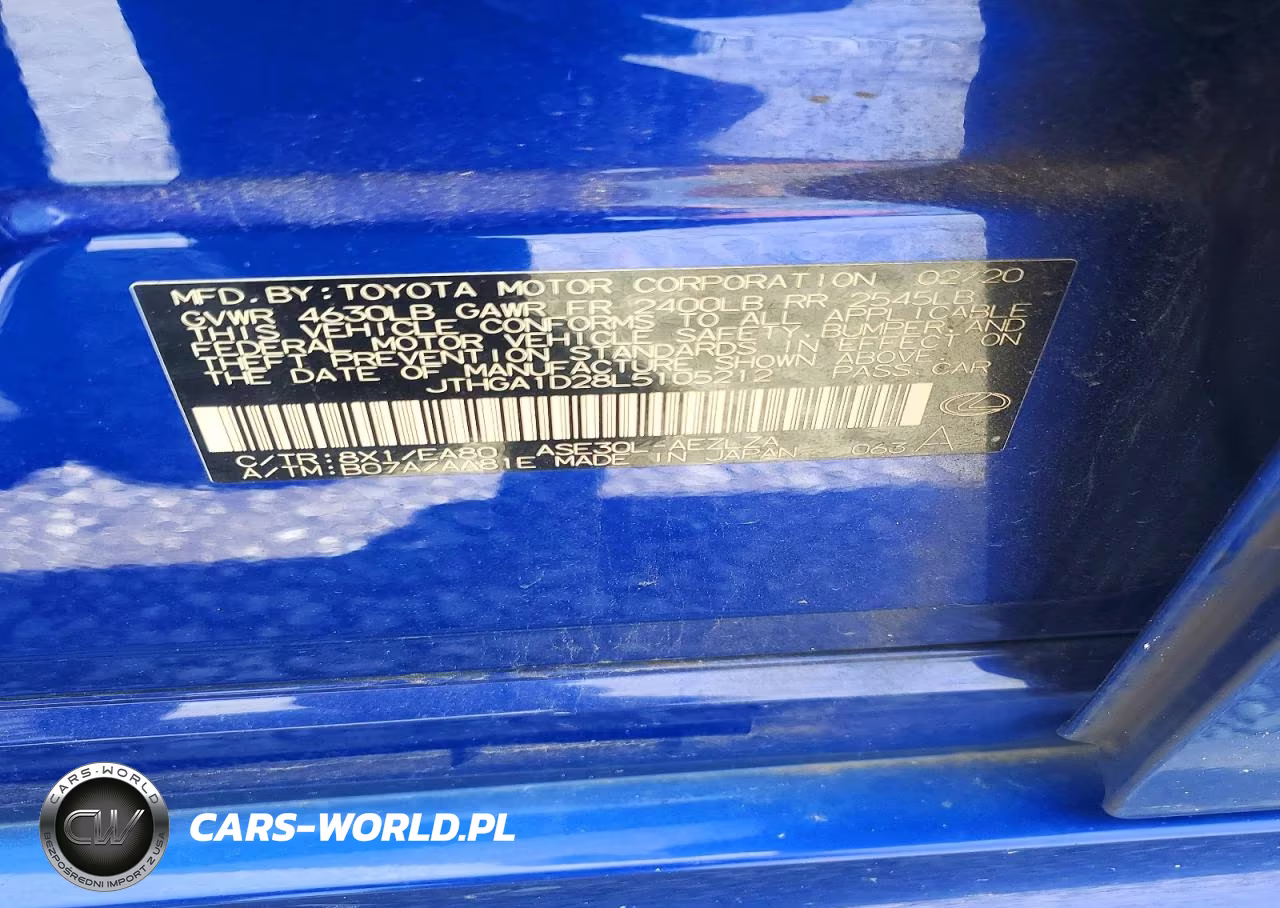 2020 Lexus Is 300 F Sport VIN:JTHGA1D28L5105212 - 12