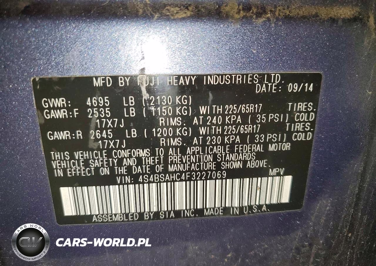2015 Subaru Outback 2.5I Premium VIN:4S4BSAHC4F3227069 - 13