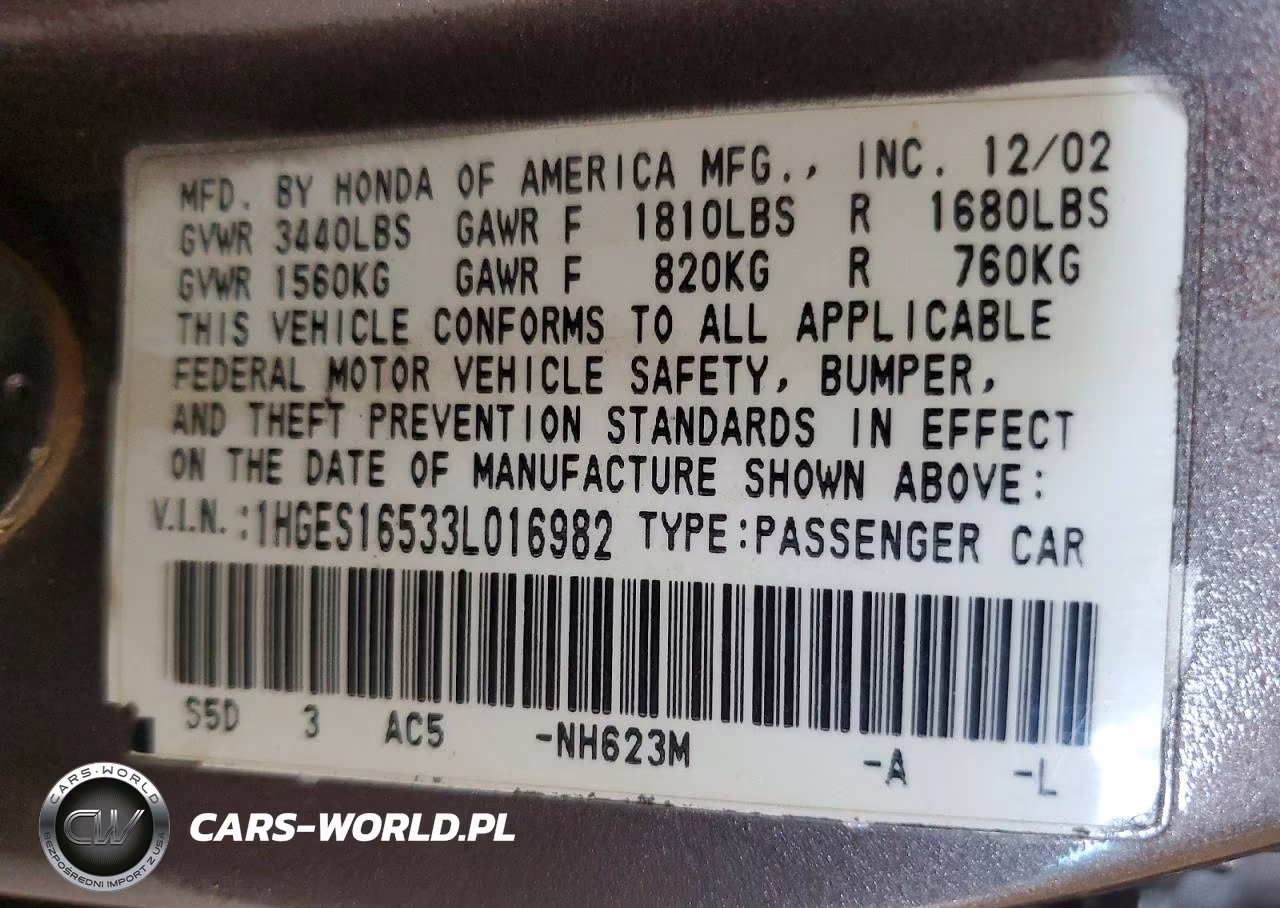 2003 Honda Civic Lx VIN:1HGES16533L016982 - 12