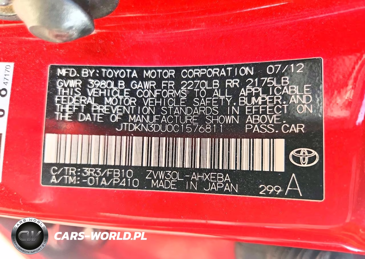 2012 Toyota Prius Two VIN:JTDKN3DU0C1576811 - 12