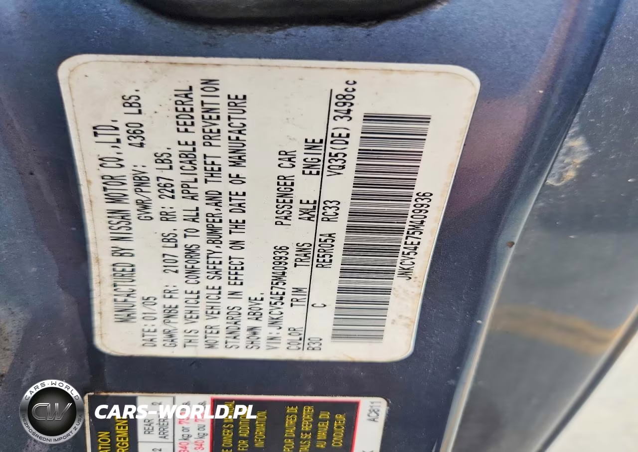 2005 Infiniti G35 VIN:JNKCV54E75M409936 - 12