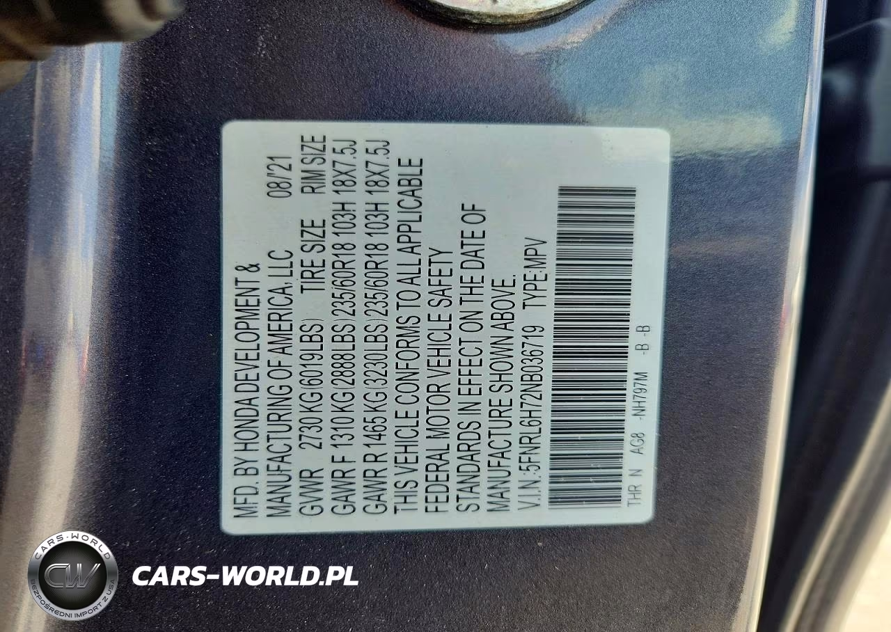 2022 Honda Odyssey Exl VIN:5FNRL6H72NB036719 - 13