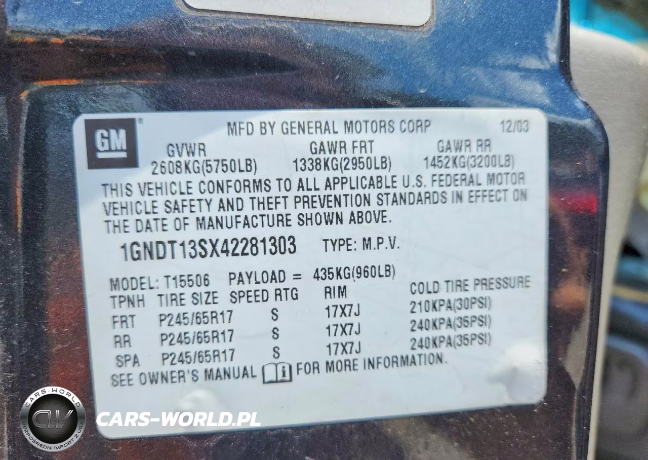 2004 Chevrolet Trailblazer Ls VIN:1GNDT13SX42281303 - 13