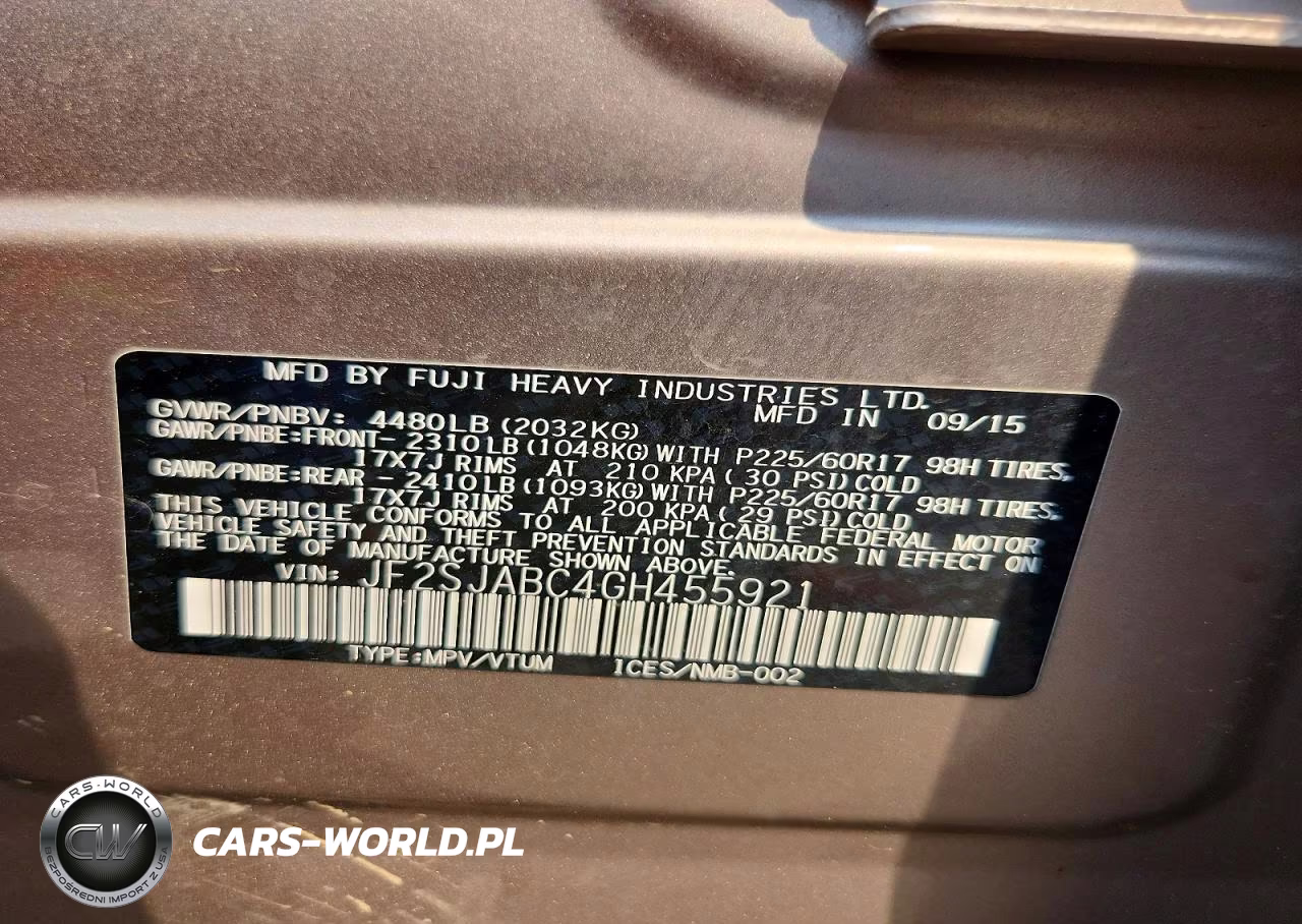 2016 Subaru Forester 2.5I VIN:JF2SJABC4GH455921 - 13