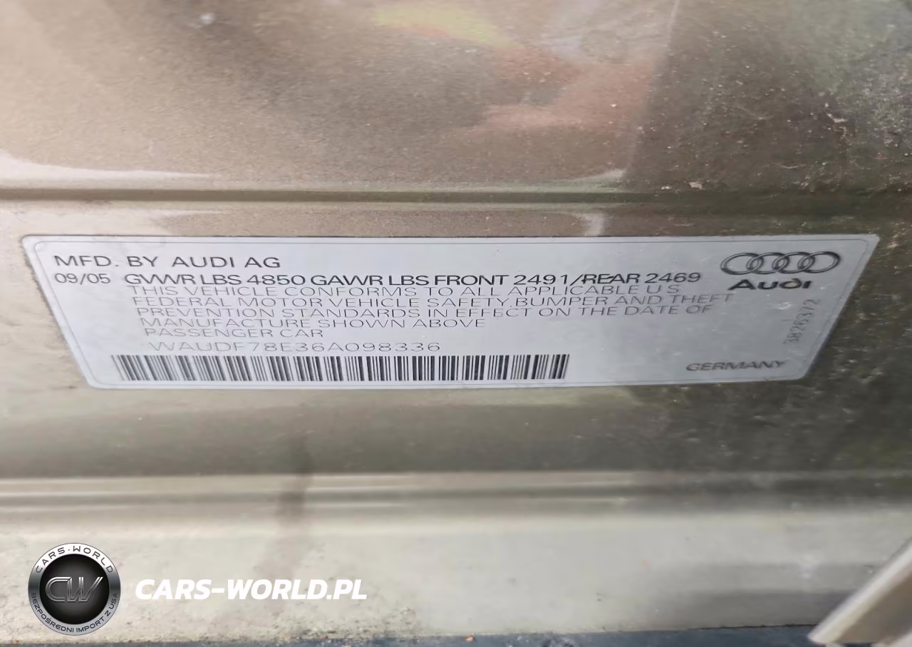 2006 Audi A4 2.0T Quattro VIN:WAUDF78E36A098336 - 12
