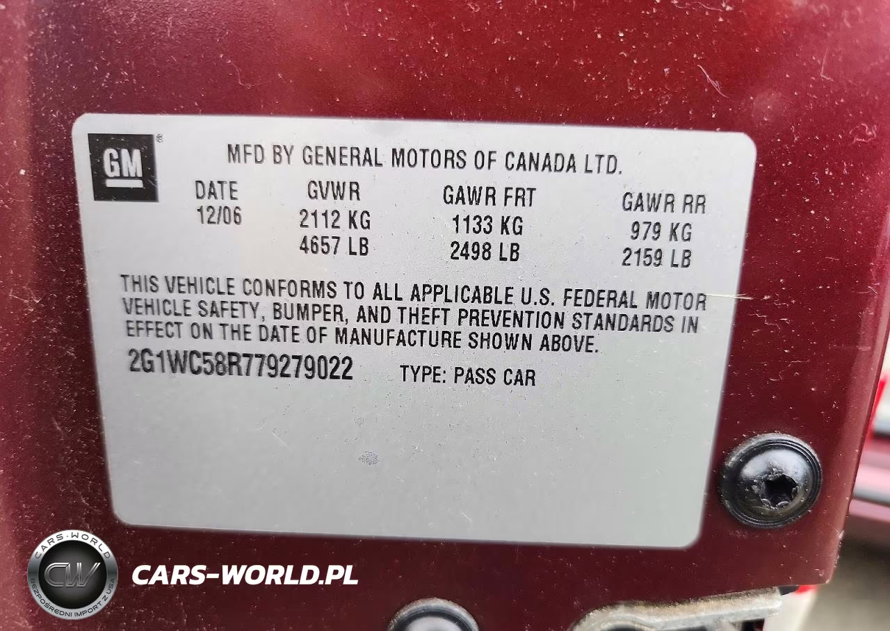 2007 Chevrolet Impala Lt VIN:2G1WC58R779279022 - 12