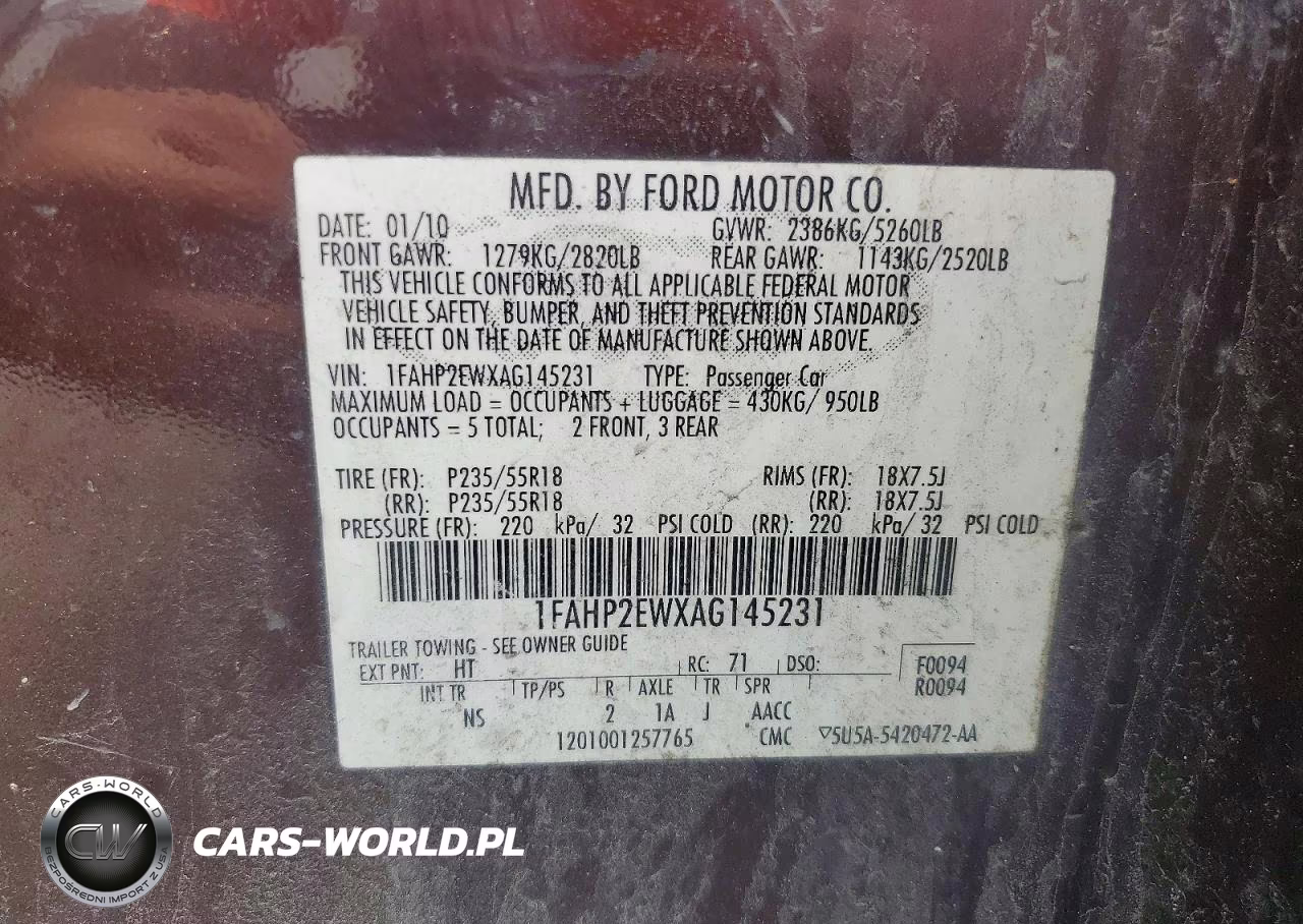 2010 Ford Taurus Sel VIN:1FAHP2EWXAG145231 - 12