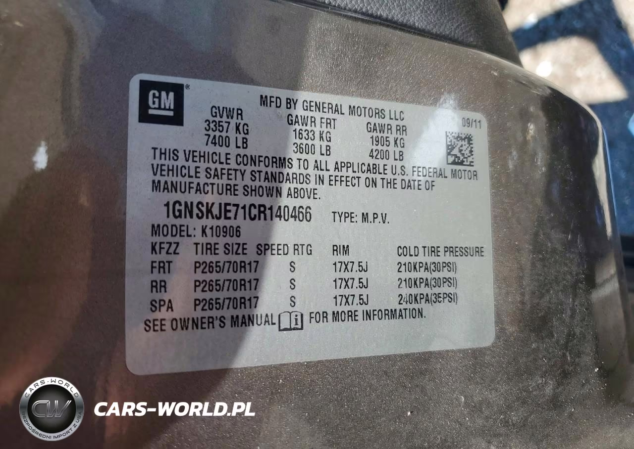 2012 Chevrolet Suburban K1500 Lt VIN:1GNSKJE71CR140466 - 13