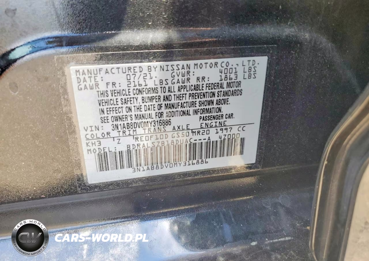 2021 Nissan Sentra Sr VIN:3N1AB8DV0MY316886 - 13