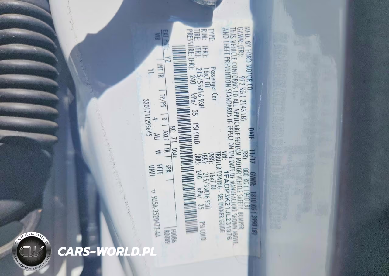 2018 Ford Focus Se VIN:1FADP3K21JL231976 - 12