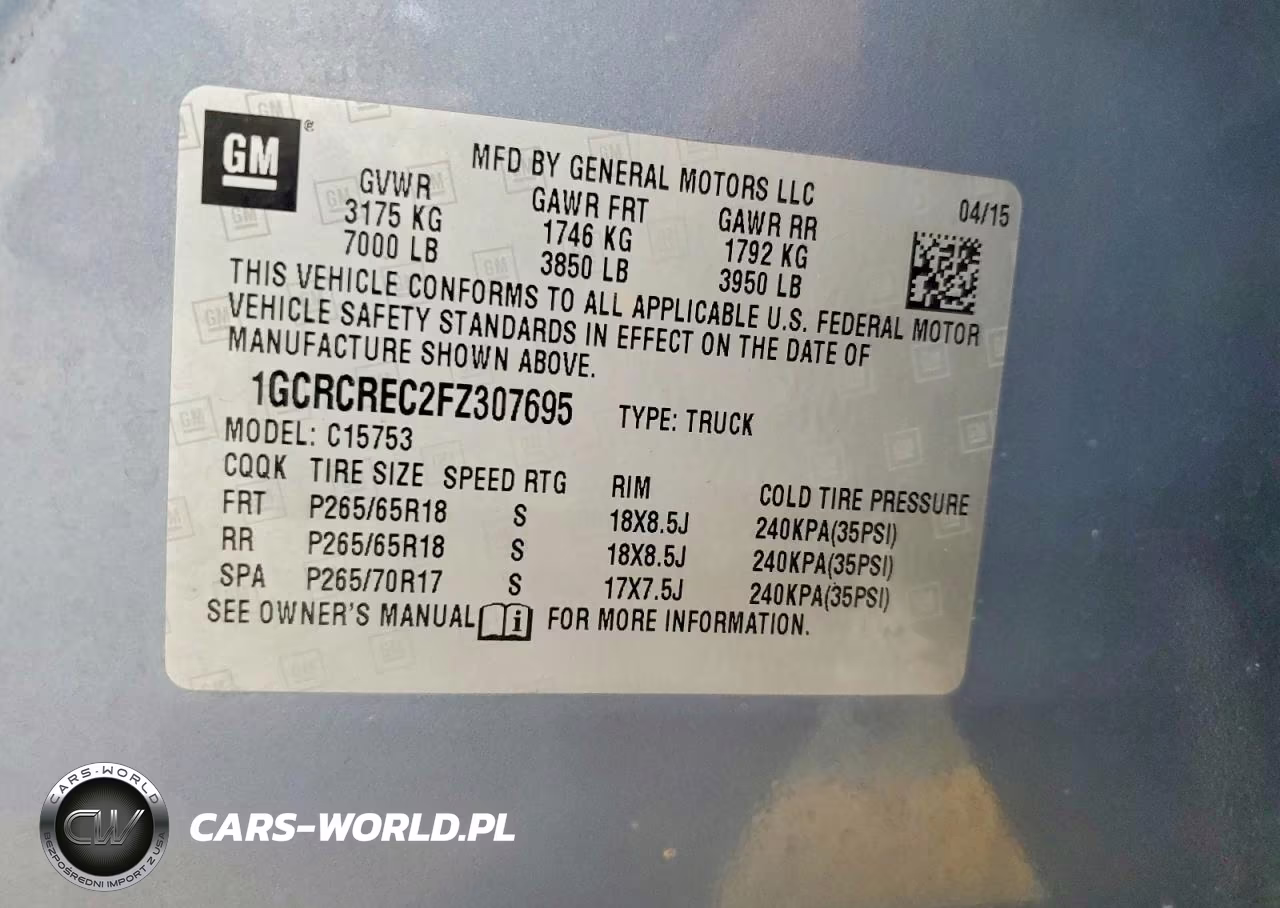 2015 Chevrolet Silverado C1500 Lt VIN:1GCRCREC2FZ307695 - 12