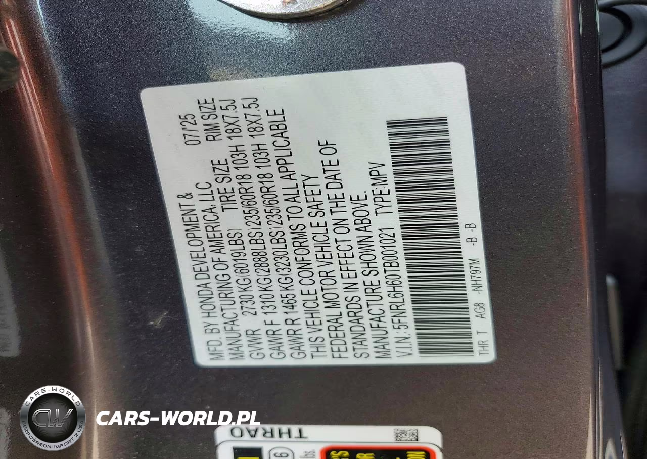 2026 Honda Odyssey Exl VIN:5FNRL6H60TB001021 - 13