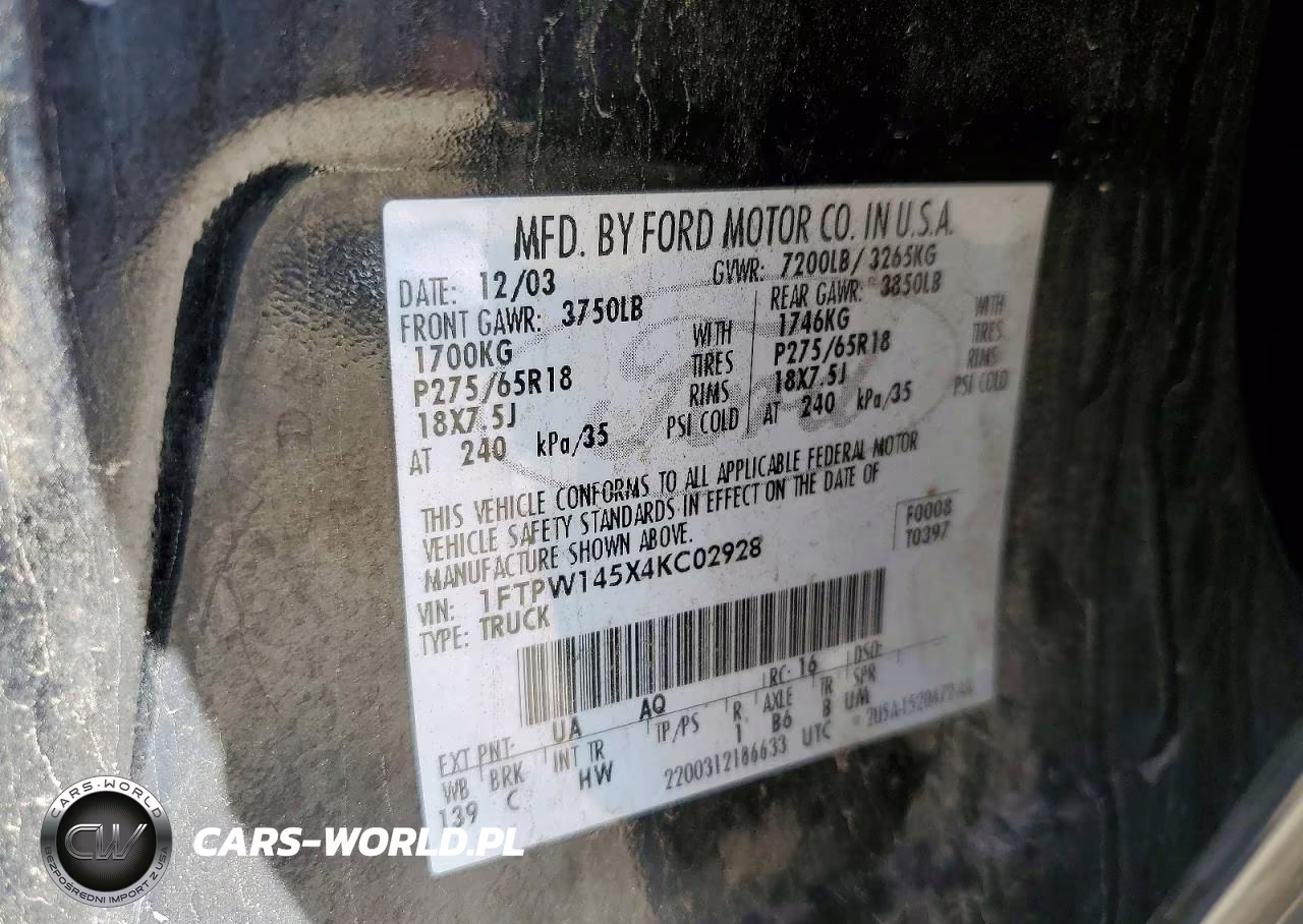 2004 Ford F150 Supercrew VIN:1FTPW145X4KC02928 - 12
