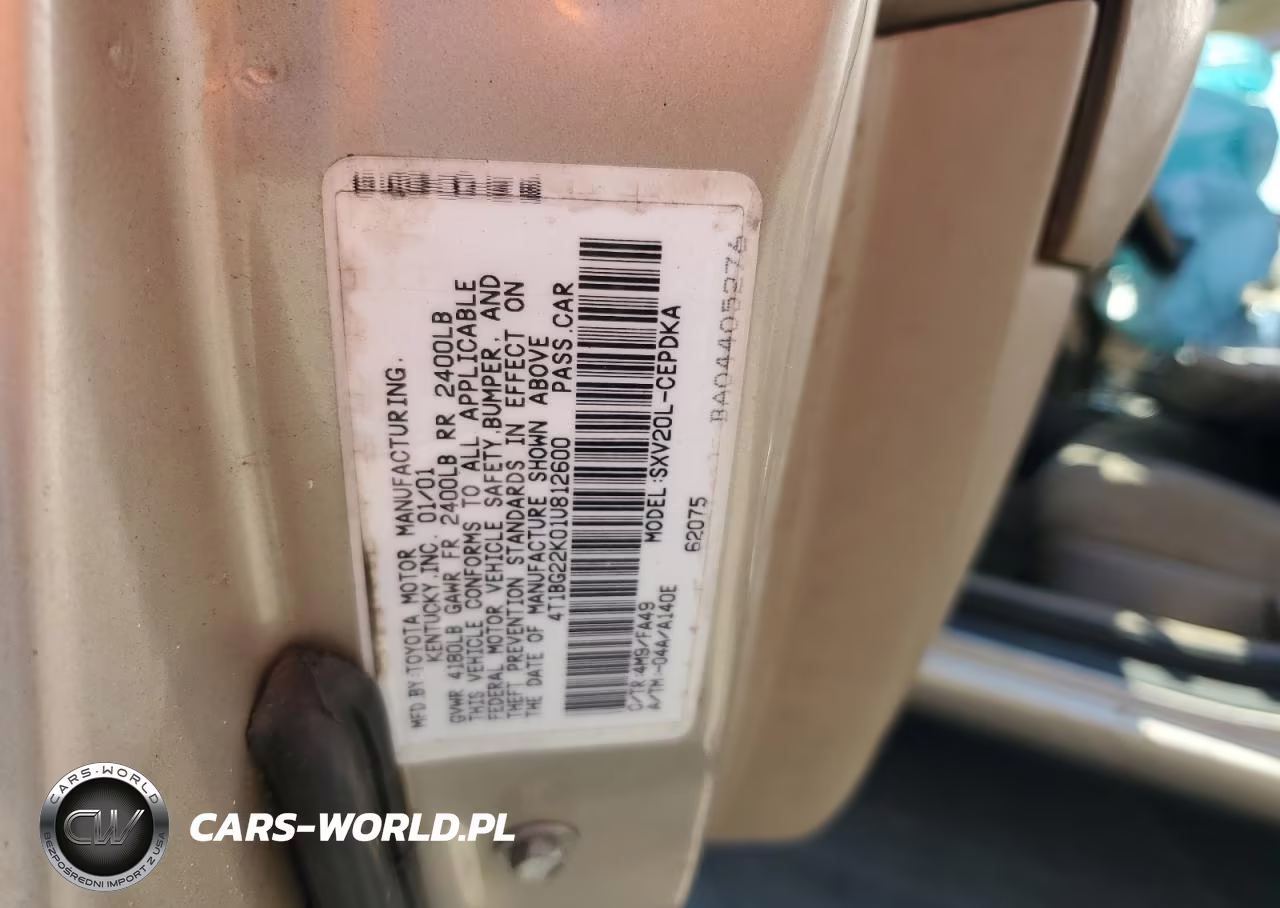 2001 Toyota Camry Ce VIN:4T1BG22K01U812600 - 12