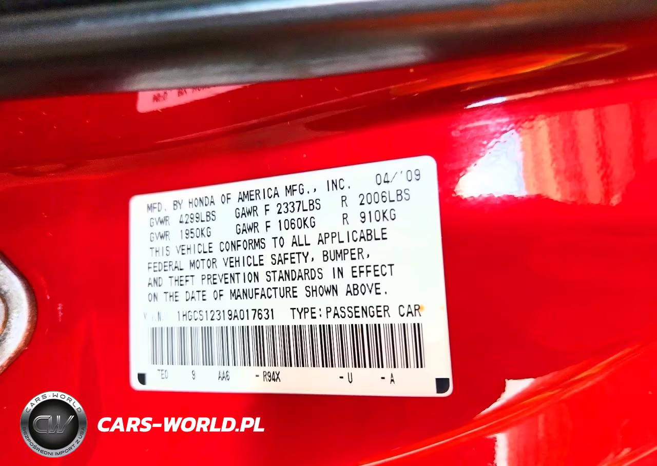 2009 Honda Accord Lx VIN:1HGCS12319A017631 - 12