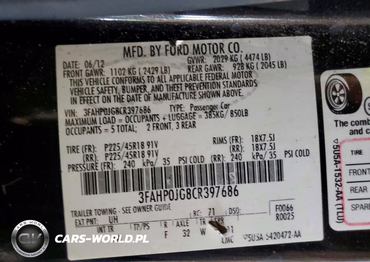 2012 Ford Fusion Sel VIN:3FAHP0JG8CR397686 - 12