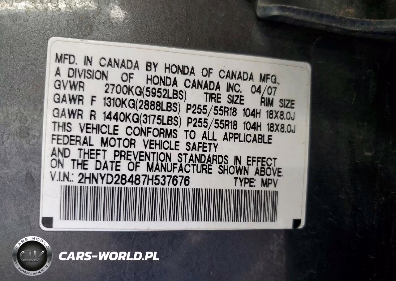 2007 Acura Mdx Technology VIN:2HNYD28487H537676 - 13