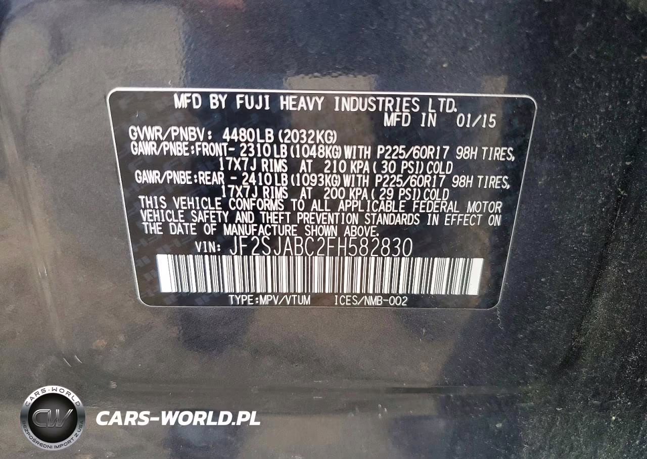 2015 Subaru Forester 2.5I VIN:JF2SJABC2FH582830 - 13