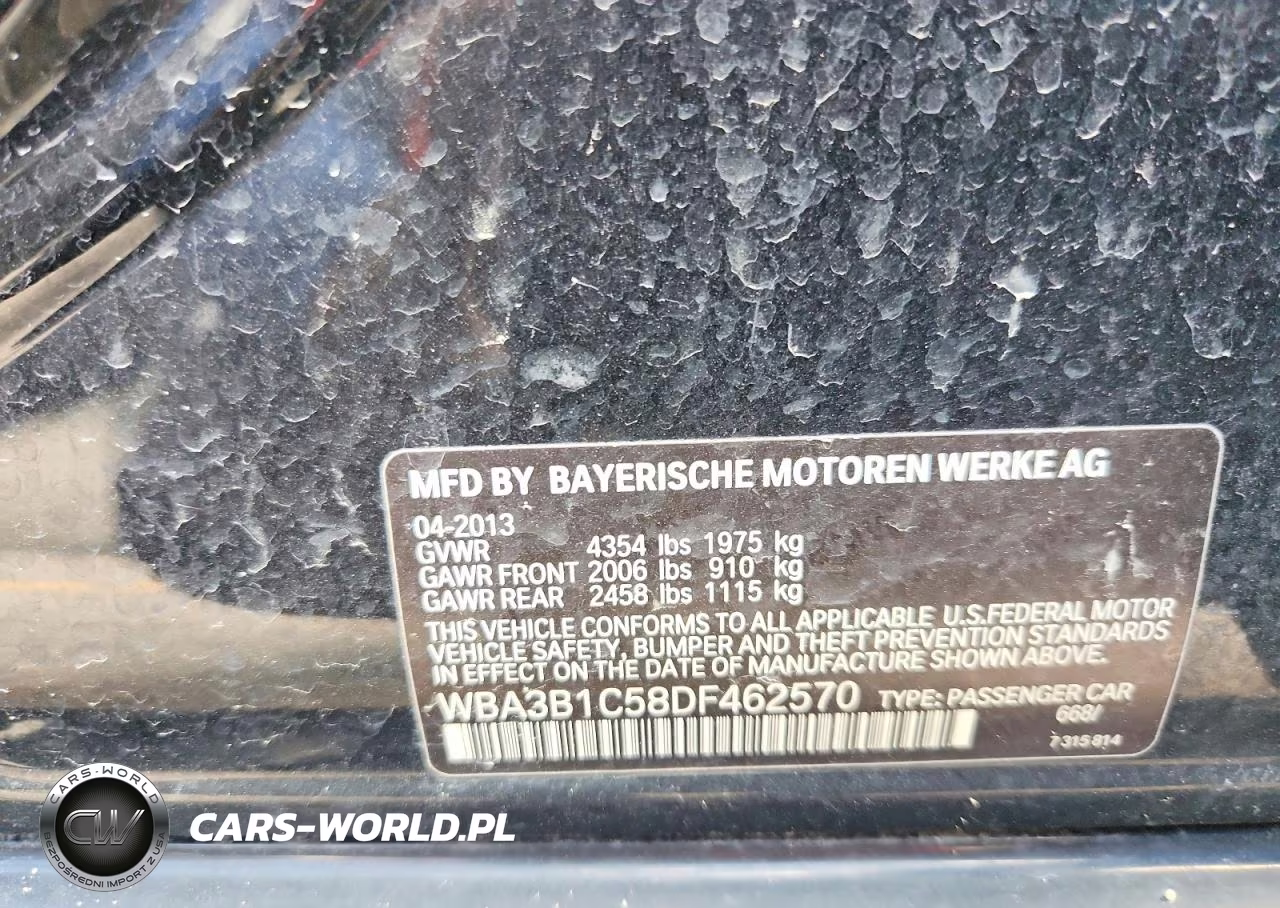 2013 BMW 320 I VIN:WBA3B1C58DF462570 - 13