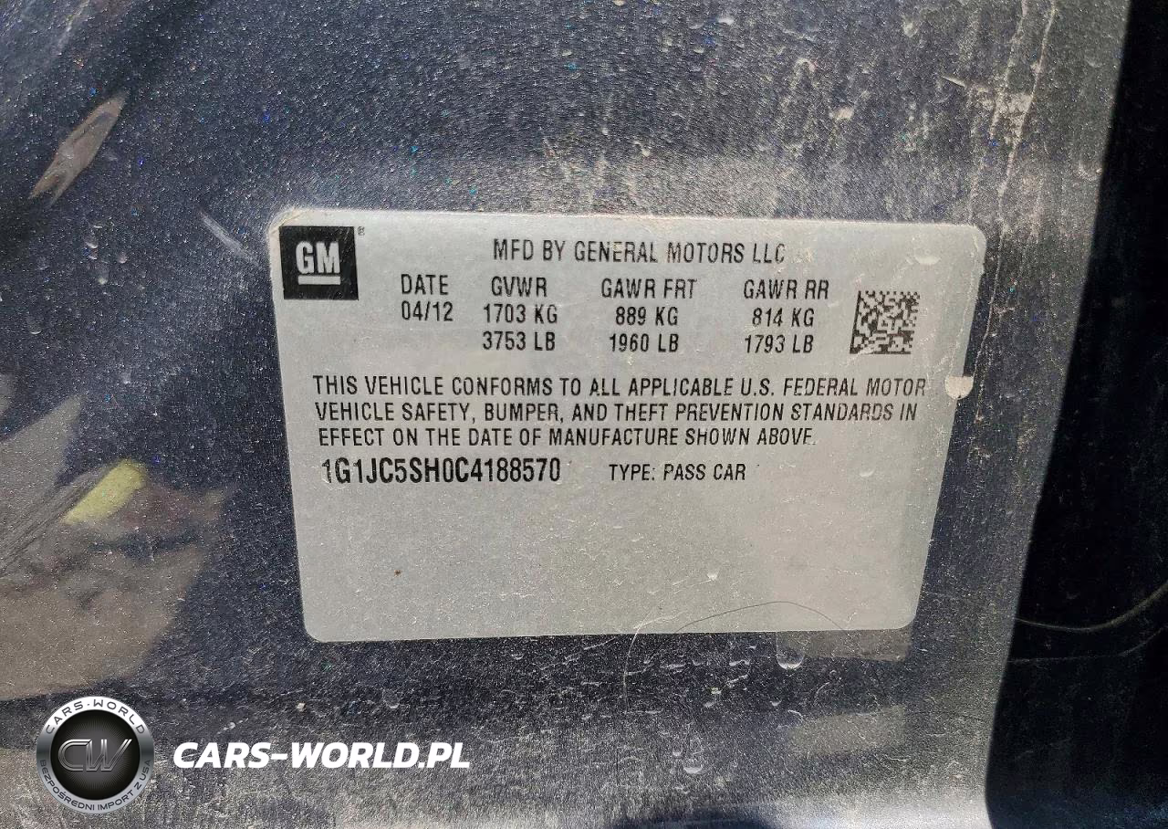 2012 Chevrolet Sonic Lt VIN:1G1JC5SH0C4188570 - 12