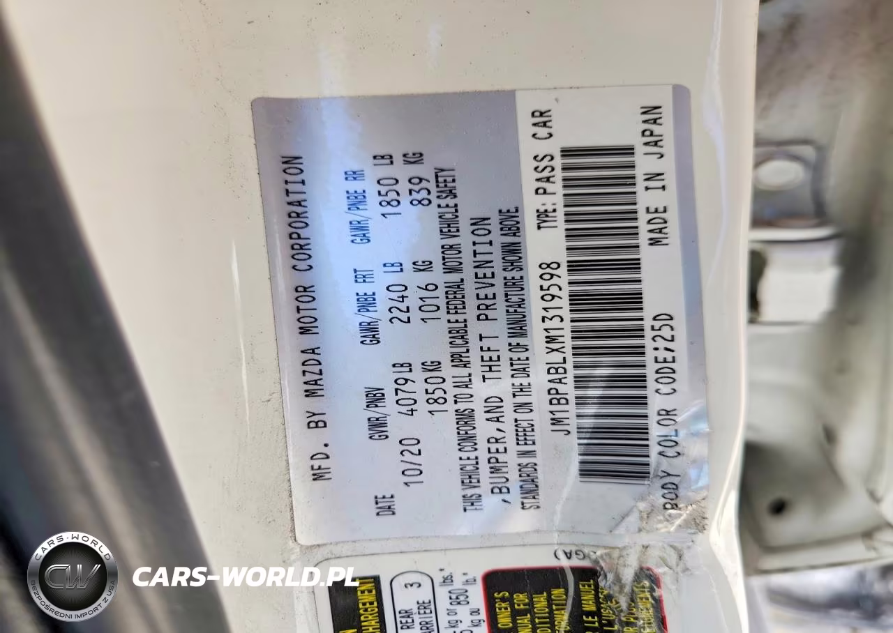 2021 Mazda 3 Select VIN:JM1BPABLXM1319598 - 12