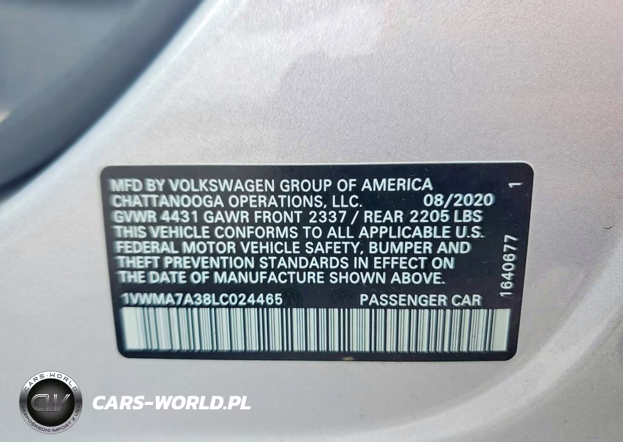 2020 Volkswagen Passat R-Line VIN:1VWMA7A38LC024465 - 13