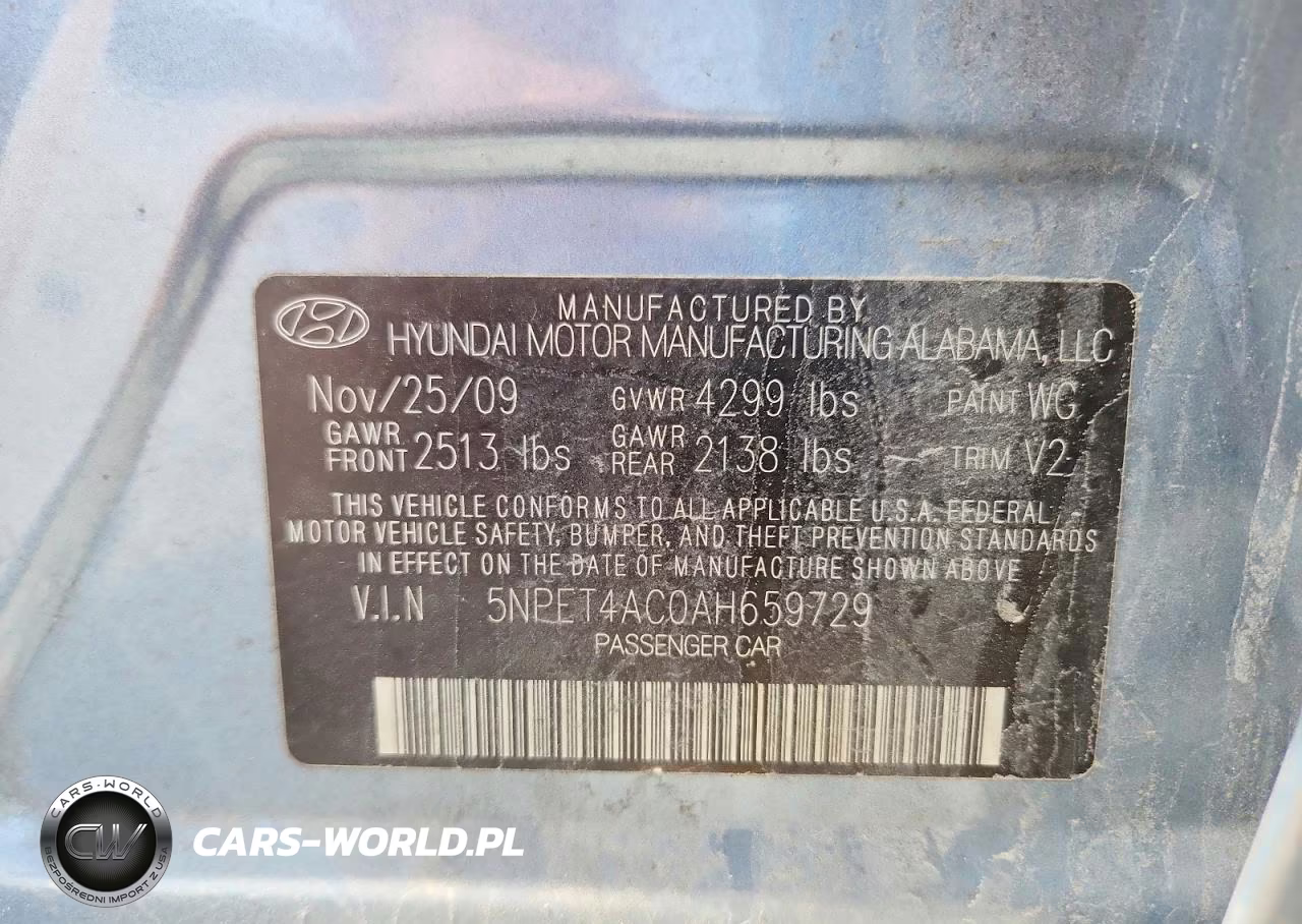 2010 Hyundai Sonata Gls VIN:5NPET4AC0AH659729 - 12