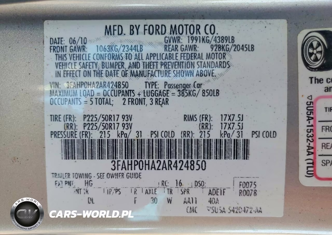 2010 Ford Fusion Se VIN:3FAHP0HA2AR424850 - 12