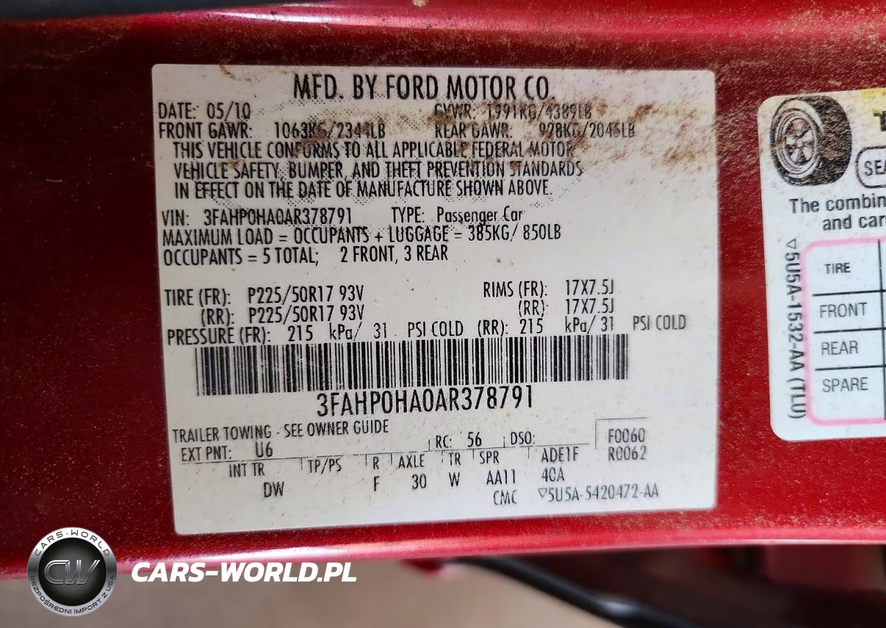 2010 Ford Fusion Se VIN:3FAHP0HA0AR378791 - 12