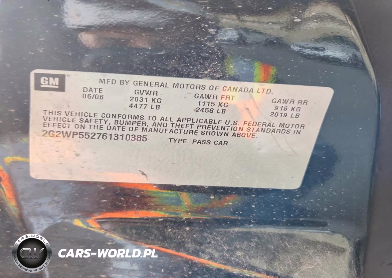 2006 Pontiac Grand Prix VIN:2G2WP552761310385 - 12