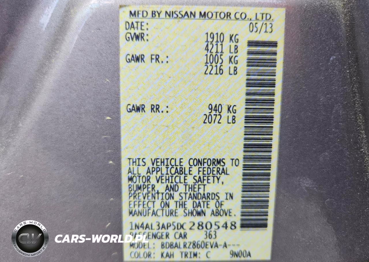2013 Nissan Altima 2.5 VIN:1N4AL3AP5DC280548 - 13