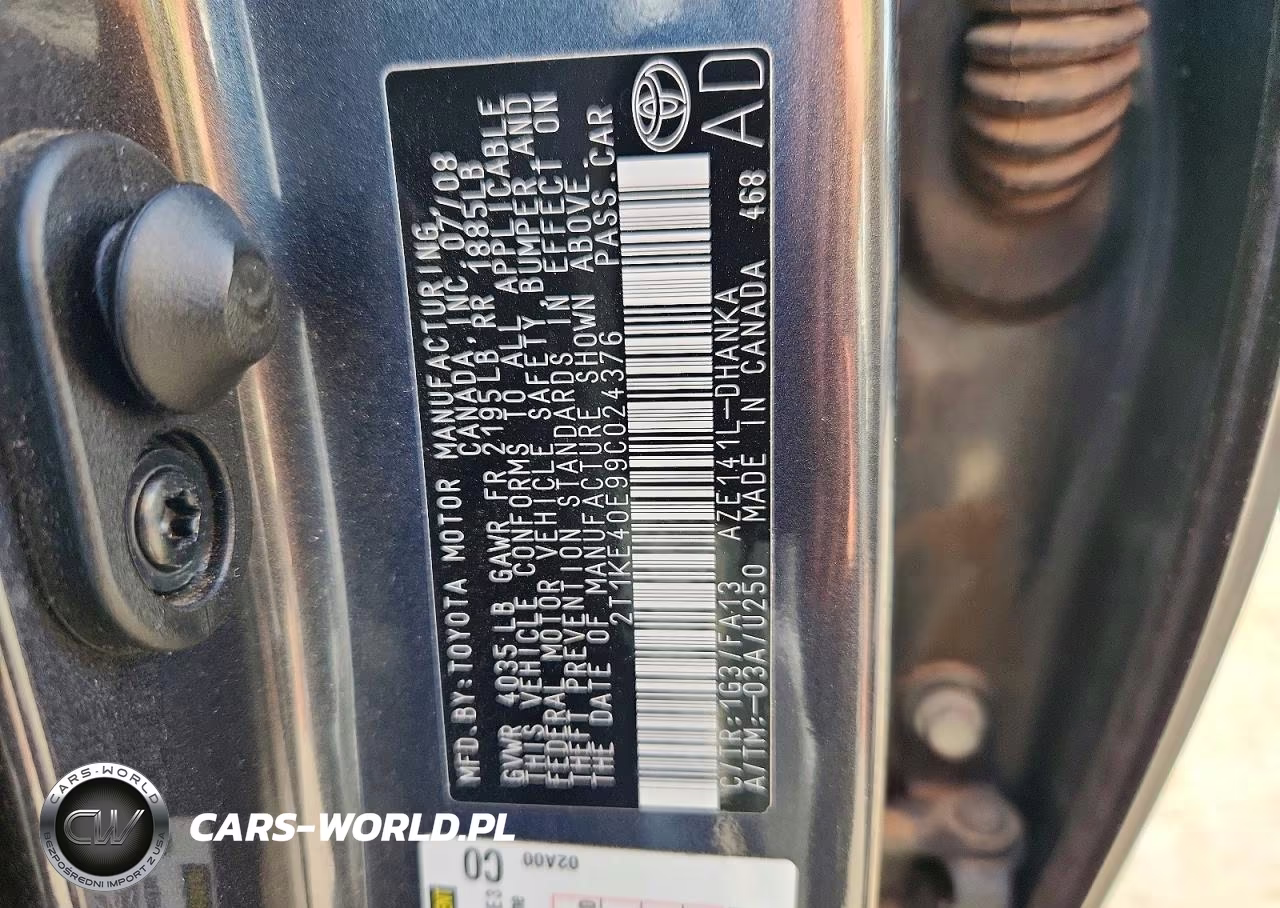 2009 Toyota Corolla Matrix S VIN:2T1KE40E99C024376 - 12
