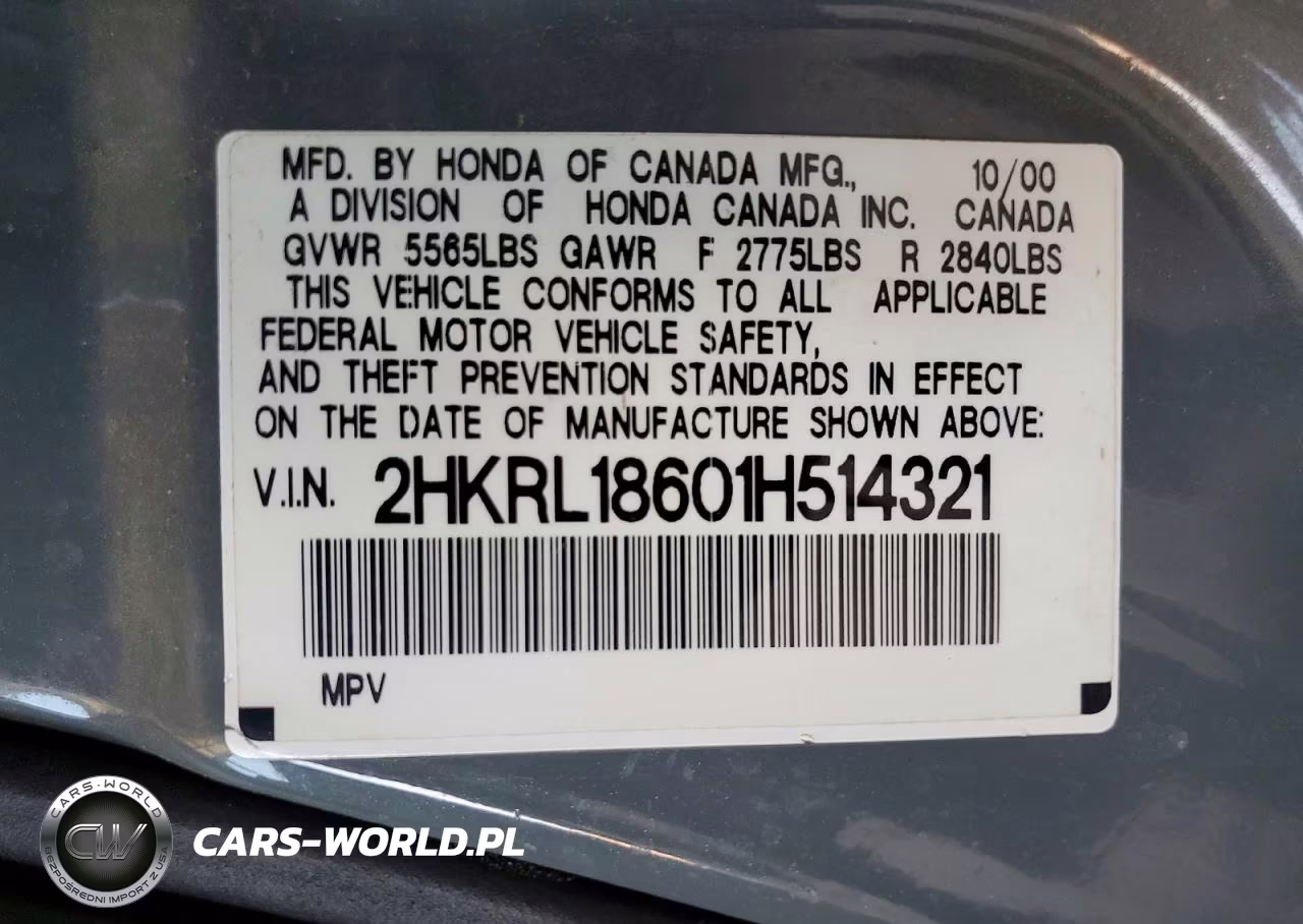 2001 Honda Odyssey Ex VIN:2HKRL18601H514321 - 13