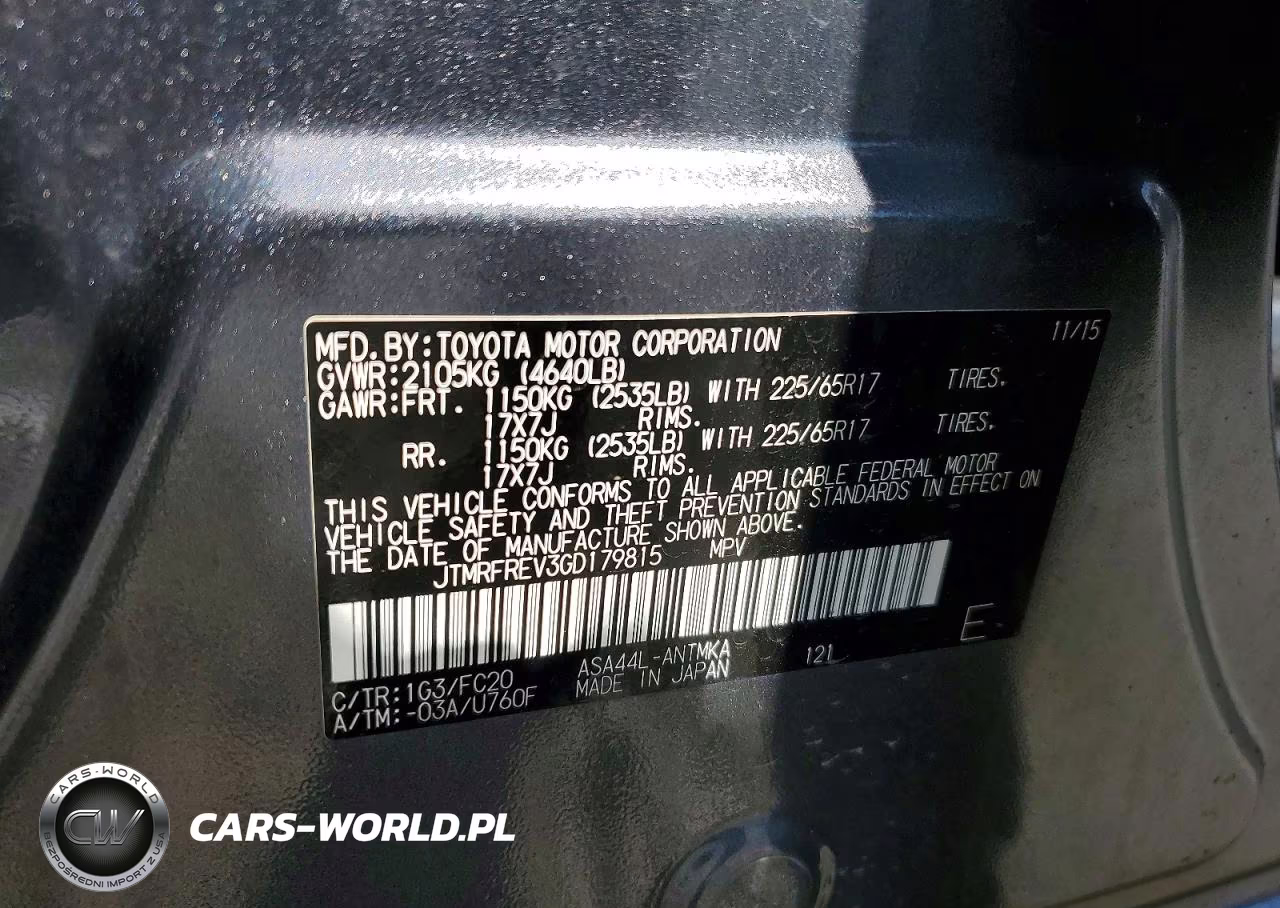 2016 Toyota Rav4 Xle VIN:JTMRFREV3GD179815 - 14