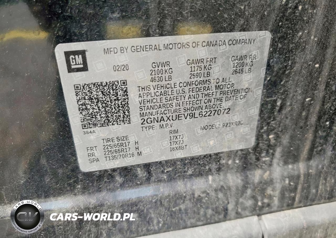 2020 Chevrolet Equinox Lt VIN:2GNAXUEV9L6227072 - 14
