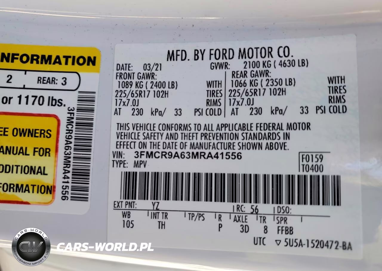 2021 Ford Bronco Sport VIN:3FMCR9A63MRA41556 - 14