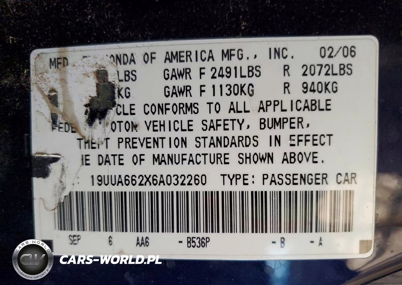 2006 Acura 3.2Tl VIN:19UUA662X6A032260 - 12