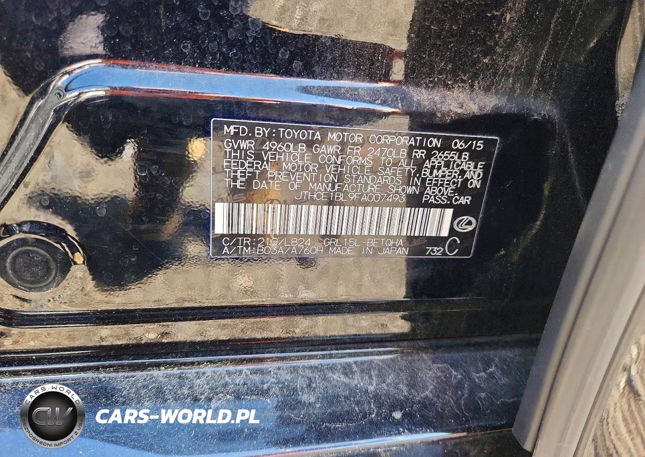 2015 Lexus Gs 350 VIN:JTHCE1BL9FA007493 - 12