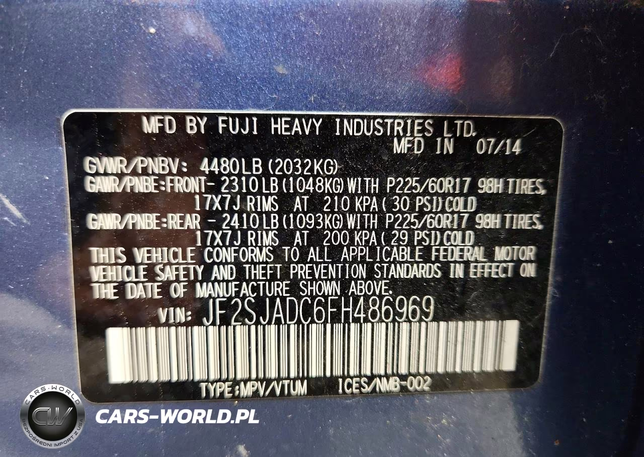 SUBARU FORESTER 2 VIN:JF2SJADC6FH486969 - 14